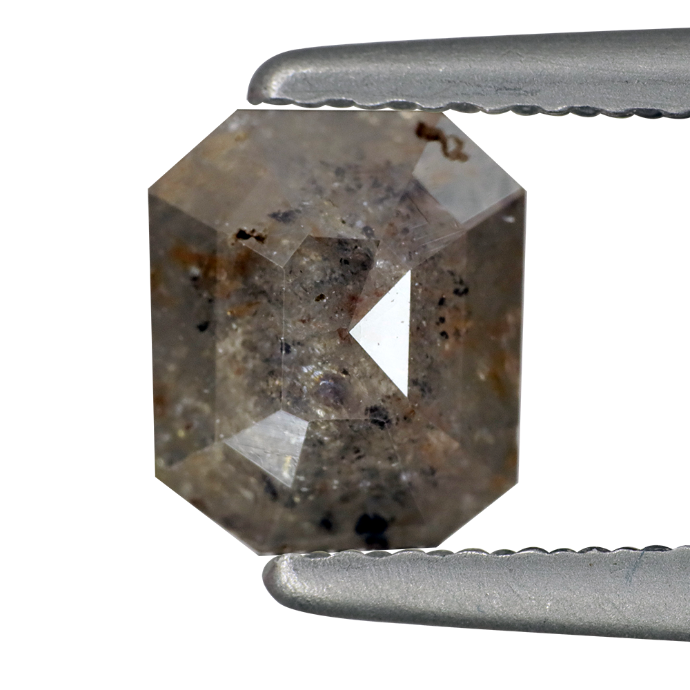 .87ct Emerald/Rose Cut Salt and Pepper Diamond