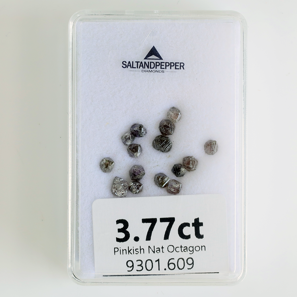 3.77ct Natural Pinkish Rough Salt and Pepper Diamond Octahedron Parcel