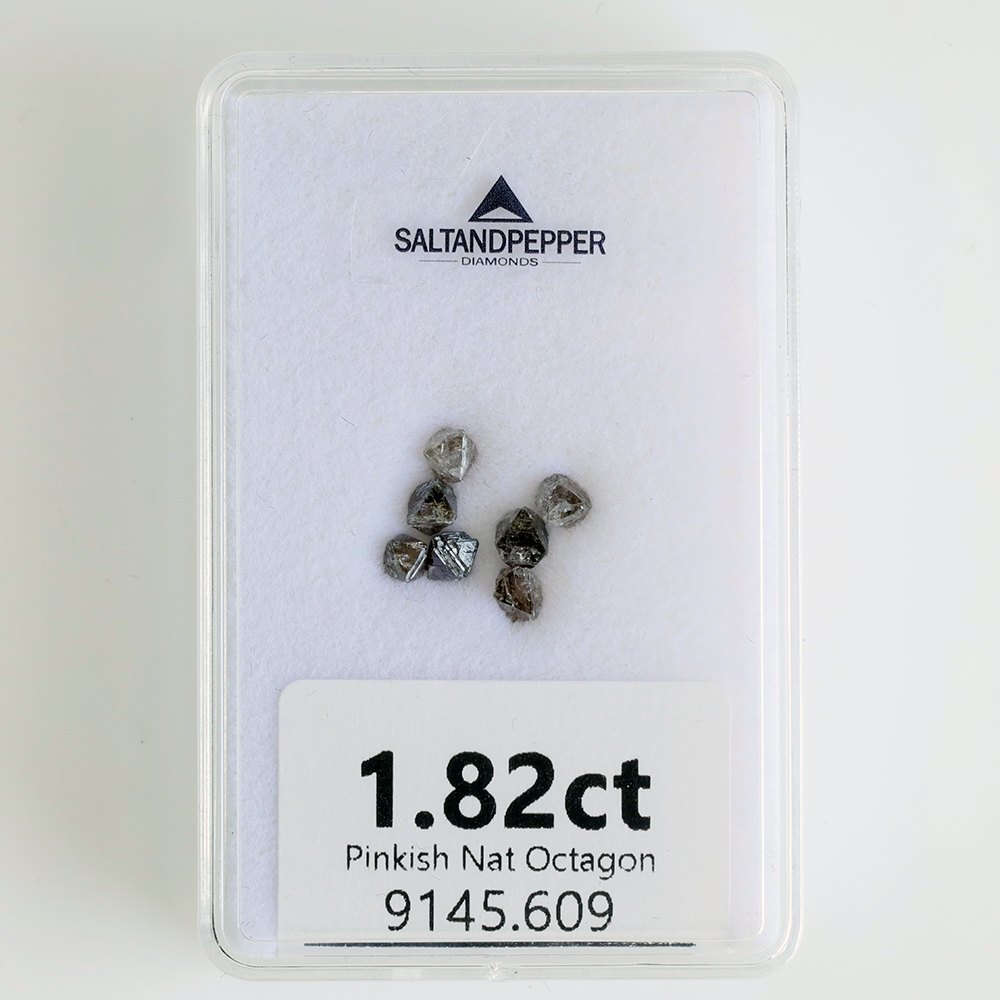 1.82ct Natural Pinkish Rough Salt and Pepper Diamond Octahedron Parcel
