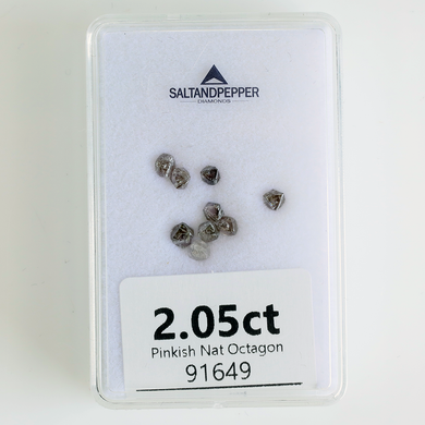 2.05ct Natural Pinkish Rough Salt and Pepper Diamond Octahedron Parcel