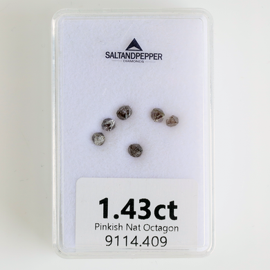 1.43ct Natural Pinkish Rough Salt and Pepper Diamond Octahedron Parcel