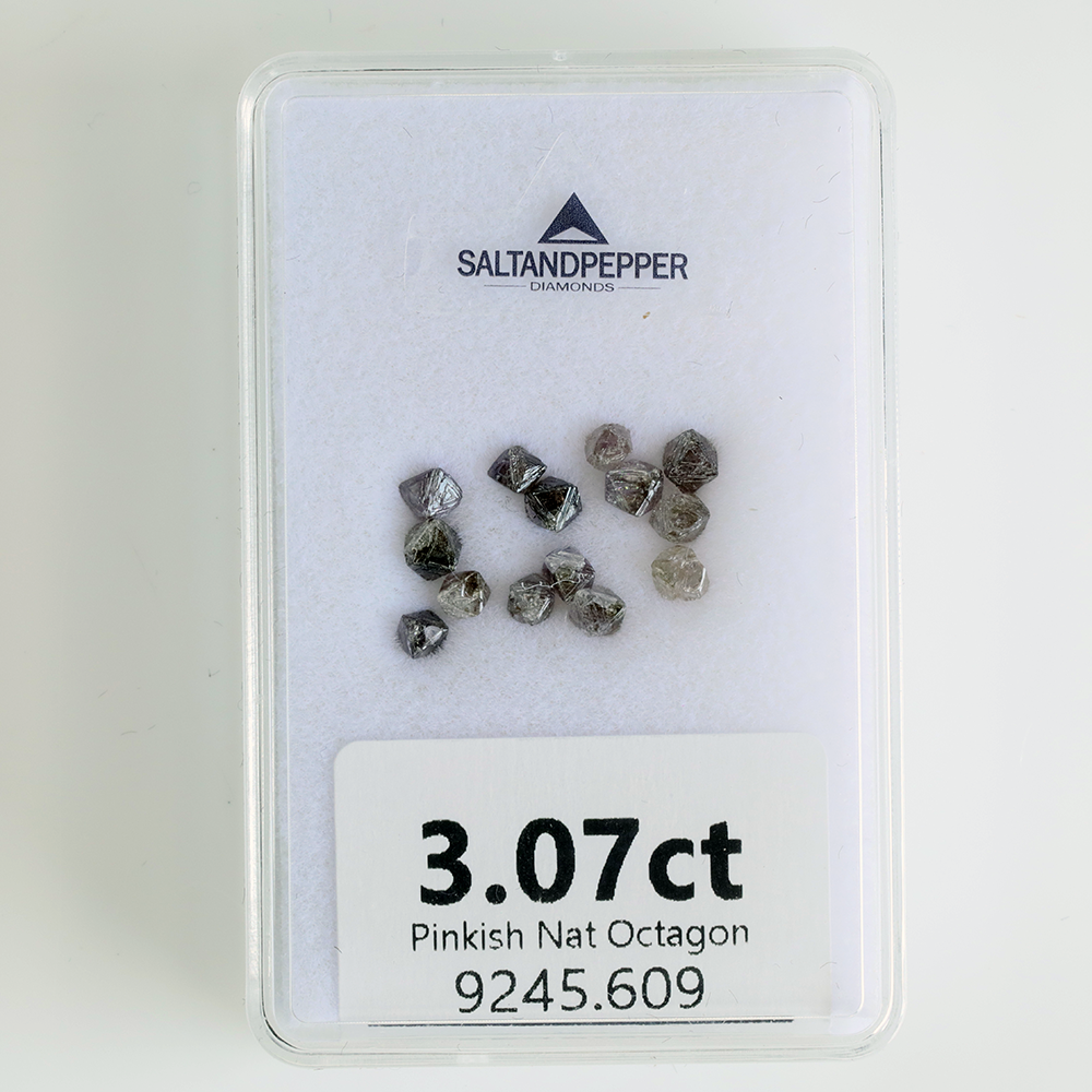 3.07ct Natural Pinkish Rough Salt and Pepper Diamond Octahedron Parcel