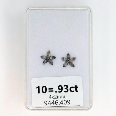 10=.93ct 4x2mm Marquise Cut  Salt and Pepper Diamonds