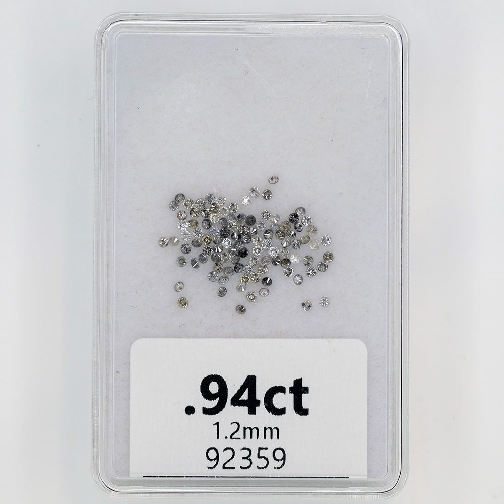 .94ct 1.2mm Round Brilliant Cut Salt and Pepper Diamonds
