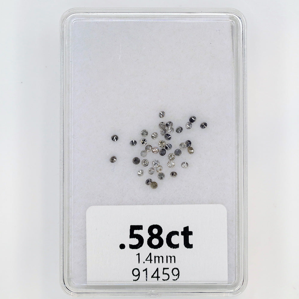 .58ct 1.4mm Round Brilliant Cut Salt and Pepper Diamonds