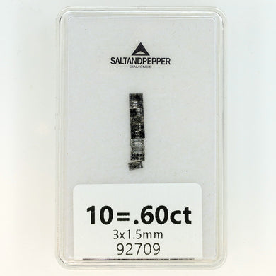 10=.60ct Baguette 3x1.5mm Salt and Pepper Diamonds