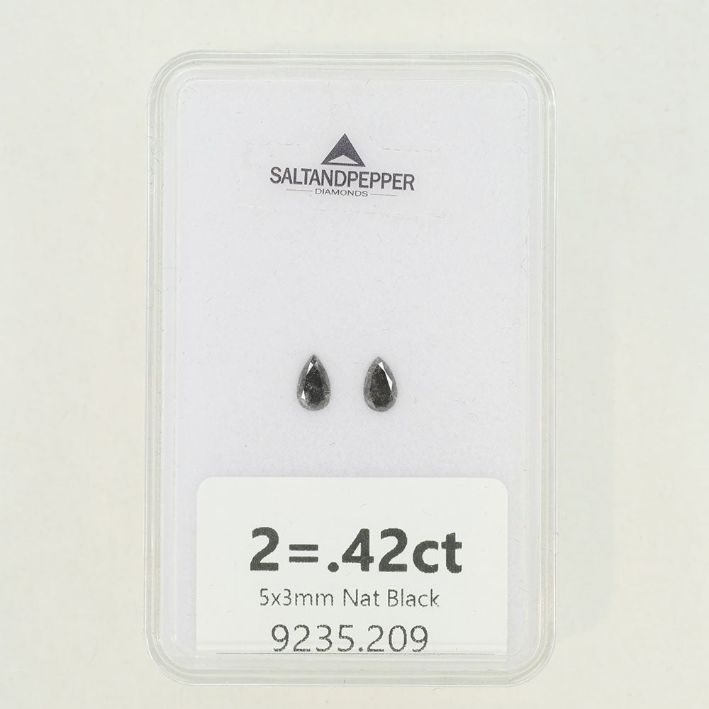 2=.42ct Pear Cut Salt and Pepper Diamonds