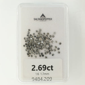 2.69ct Parcel 1.6-1.7mm Round Brilliant Cut Salt and Pepper Diamonds