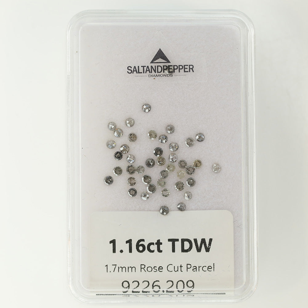 1.16ct Parcel 1.7mm ROSE CUT Salt and Pepper Diamonds