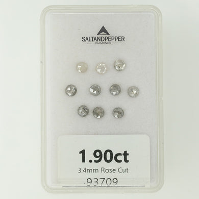 1.90ct ROSE CUT 3.4mm Salt and Pepper Diamonds