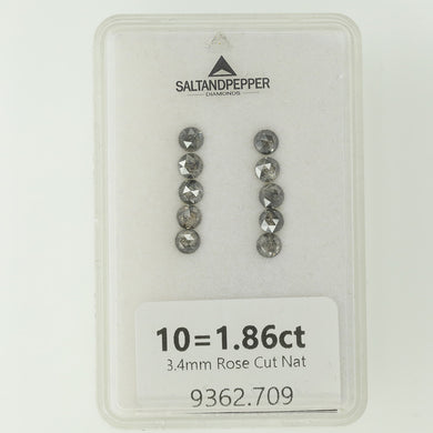 10=1.86ct 3.4mm ROSE CUT Salt and Pepper Diamonds