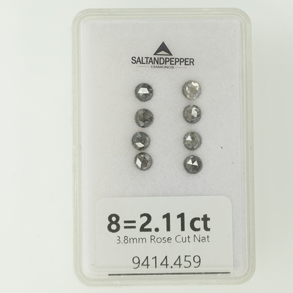 8=2.11ct 3.8mm ROSE CUT Salt and Pepper Diamonds